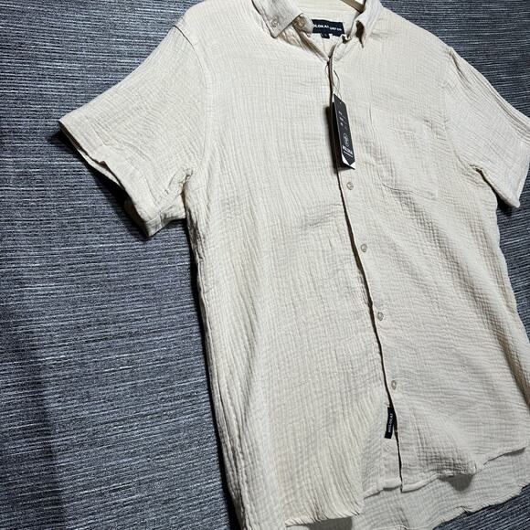Molokai Surf Co. Shirt Men's L Beige Short Sleeve Button Up - Picture 5 of 14